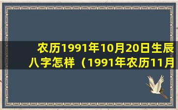 农历1991年10月20日生辰八字怎样（1991年农历11月18日出 🌺 生是什么命）